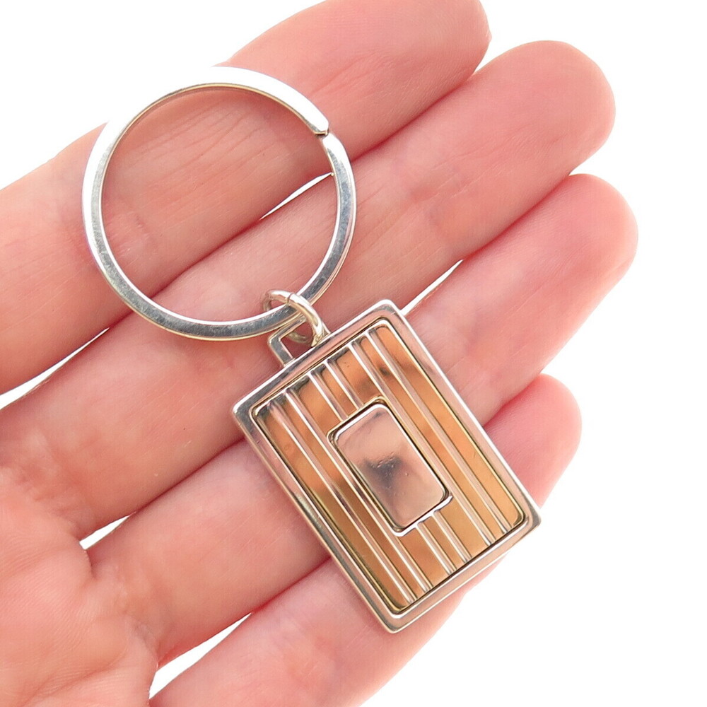Anson 925 Sterling Silver 18K Gold Vintage Key Fob Ring Holder